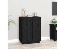 Aparador De Madera Maciza De Pino Negro 60x35x80 Cm