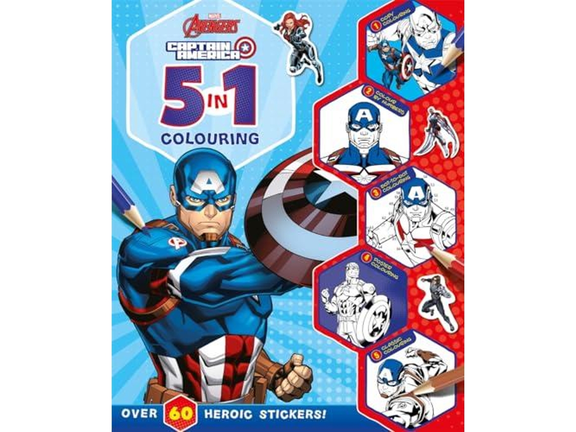 Libro Marvel Avengers Captain America 5 In 1 Colouring De Marvel Entertainment International Ltd (inglés)