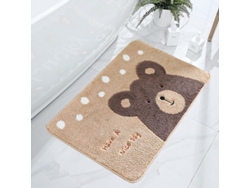 2026-tapete De Baño Oso Cartoon Ultra Suave Antideslizante Lavable A Máquina Beige 15"x23"