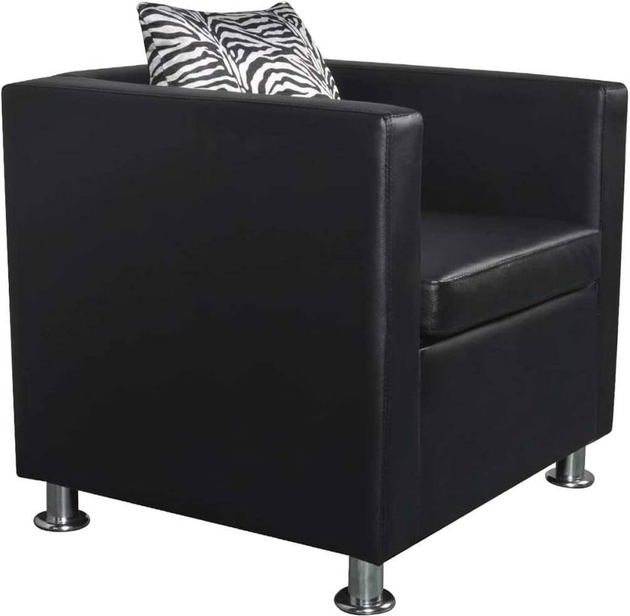 Vidaxl Cuadrado Negro de cuero artificial sofá asiento muebles casa
