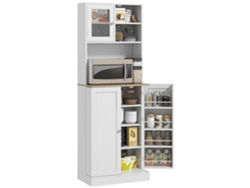 Mueble De Cocina Con 3 Puertas, Estantes Ajustables Y Estantes Superiores, Blanco, 60x35x169