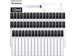 50 Botellas + 4 Accesorios, Botellas De Vidrio Espumado Rellenables De 10 Ml