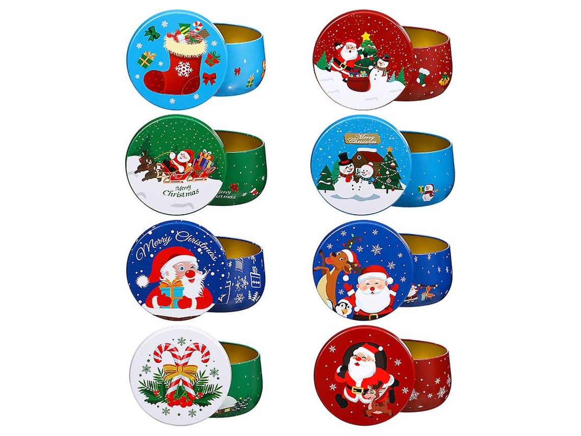 8 Tarros De Hojalata Navideños.
