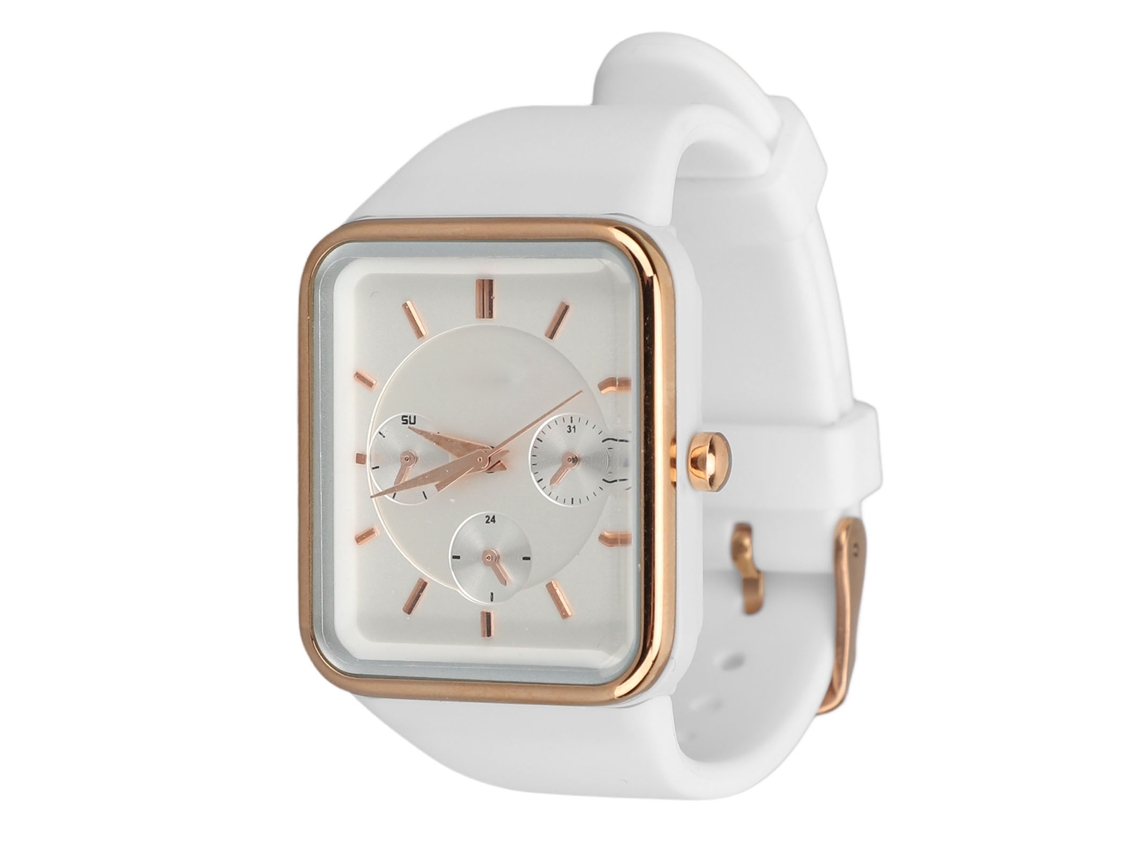 Reloj De Pulsera Cronógrafo Analógico De Cuarzo Para Mujer, Resistente Al Agua, Correa De Silicona, Oro Rosa Blanco.