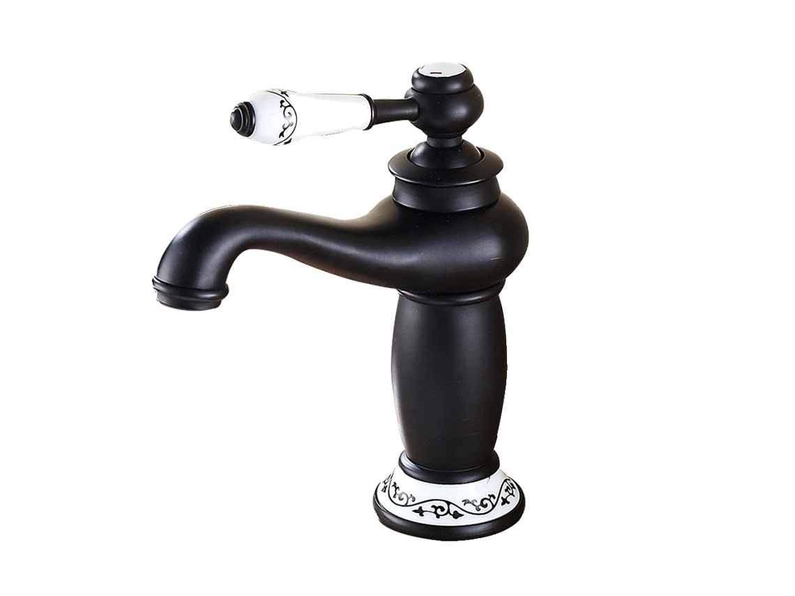 Grifo de baño antiguo de latón macizo con una sola manija, color negro, fabricado en latón OEM.