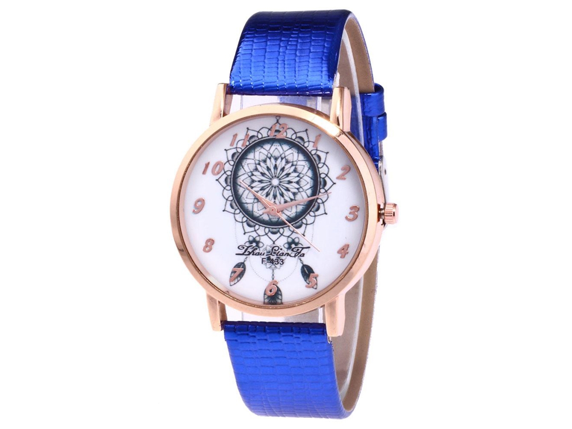 Reloj De Pulsera De Cuarzo De Moda Para Mujer, De Cuero, Para Estudiantes (azul)