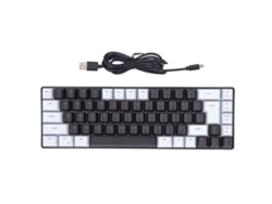 Teclado de membrana para juegos de 68 teclas con retroiluminación RGB y USB para Windows, Office y hogar. Blanco y negro.