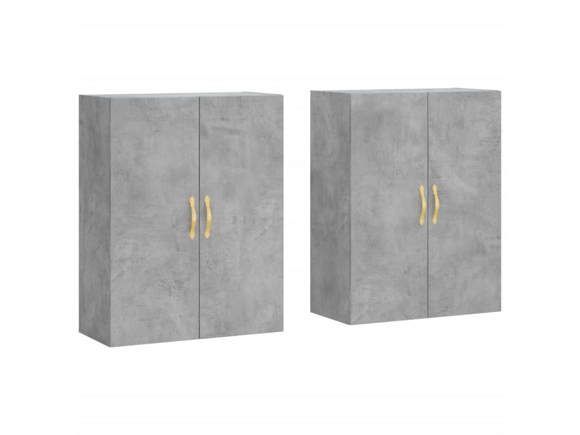 Juego de 2 armarios de pared, gris cemento, 69,5 x 34 x 90 cm, MAISON EXCLUSIVE