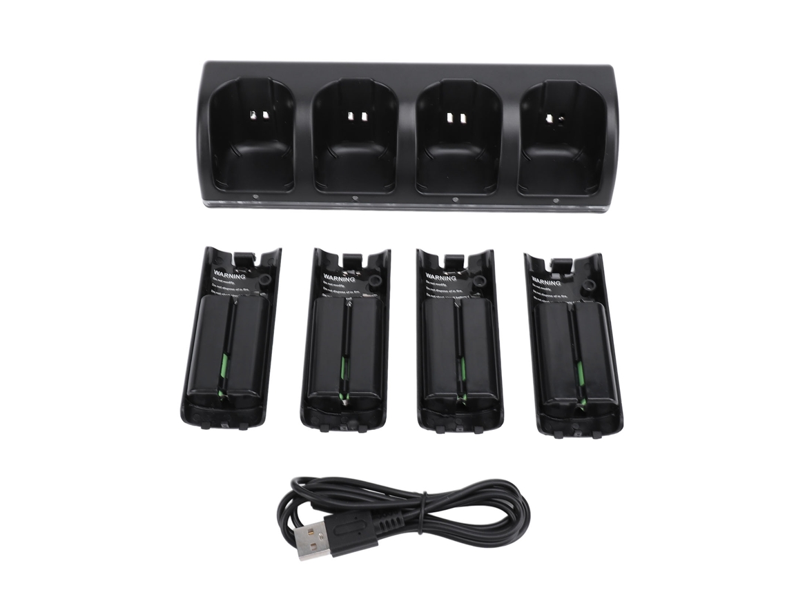 Set De Cargador De Baterías Para Control Remoto Para Carga De Control Remoto Wii/wiiu, Incluyendo 4 Piezas De Baterías Recargables De 2800 Mah