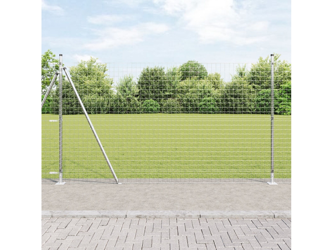 Postes de cerca con placas base (7 piezas, Ø32 mm, 88,5 cm, acero galvanizado, WSD38633) Lovely Home