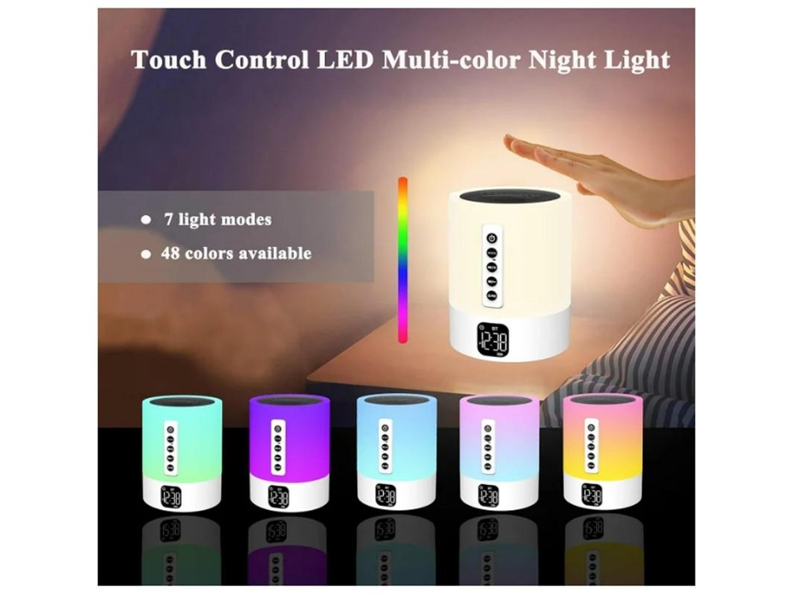 Altavoz Bluetooth Con Luz Nocturna Máquina De Ruido Blanco Lámpara De Cabecera Con Despertador Para Niños Lámpara Multicolor Para Yizhood