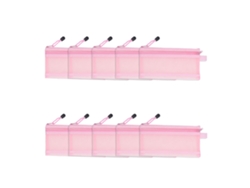 10 fundas impermeables para bolsa de malla doble para papel A6, estuche de archivo con cremallera rosa