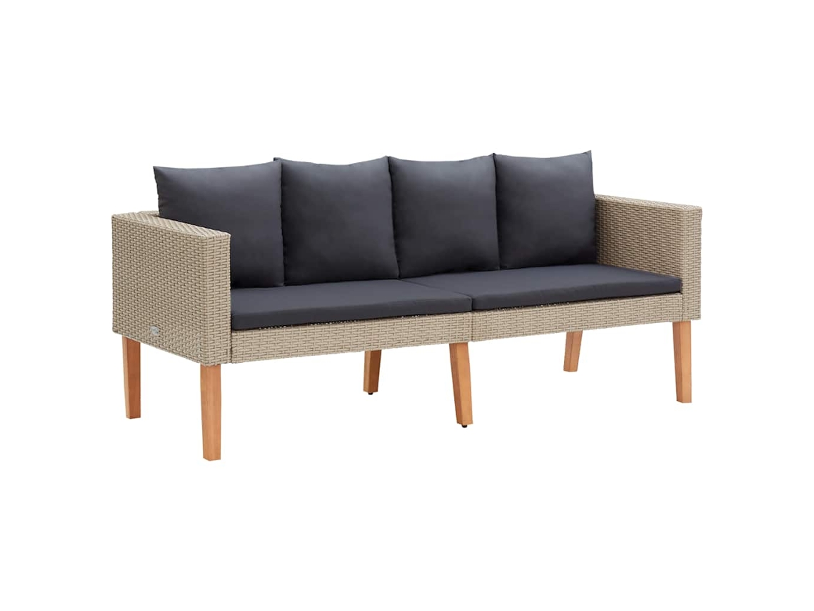 Sofá de jardín de 2 plazas con cojines, mimbre beige PE Dkd Home Decor