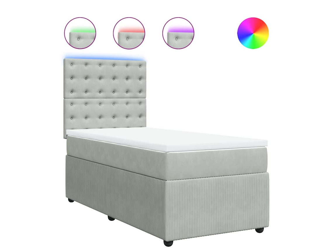 Maison Exclusive - Cama Box Spring Con Colchón Terciopelo Gris Claro 80x200 Cm