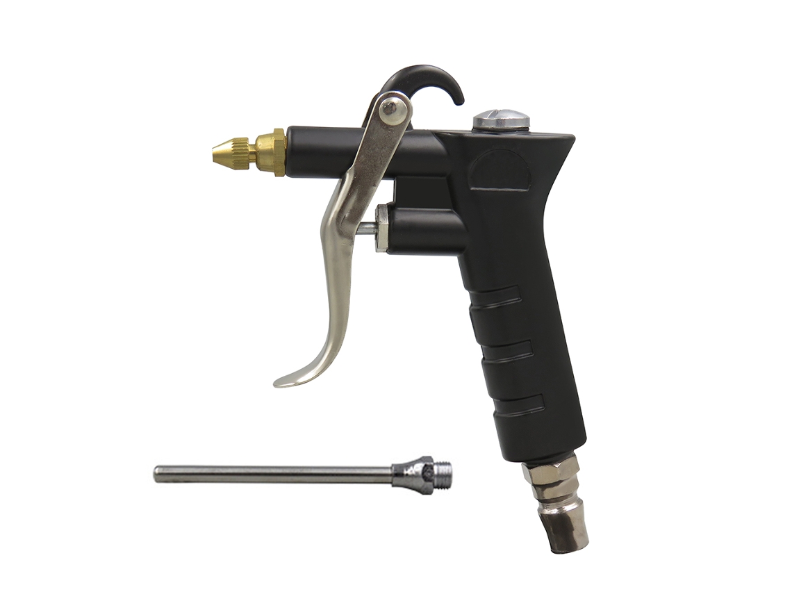 Pistola de ar comprimido com bico angular, cabo de plástico vermelho, ferramenta pneumática para limpeza de poeira