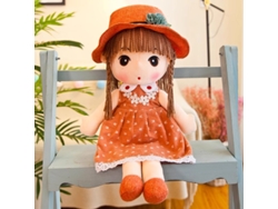 (naranja) Muñeca De Algodón Para Niña De 45 Cm, Adorable Princesa Para Disfrazarse Y Jugar A Rol.