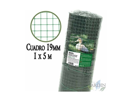 Malla Metálica Cuadrada Plástica Verde (Cuadro 19Mm 1 X 5 M) SUINGA