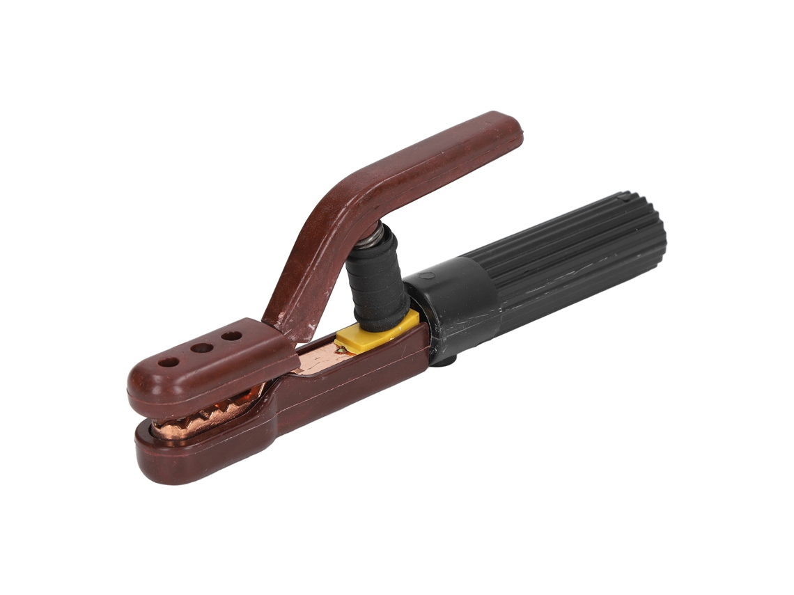 Pinzas de soldadura eléctrica con mango aislado, pinza manual de cobre para trabajos de soldadura industrial.