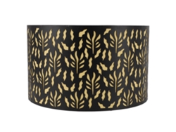 2026-abat-jour Métallique E27/e14 Tambour Gravé Artisanal 25cm Feuilles D'eau Noir Lining Jaune