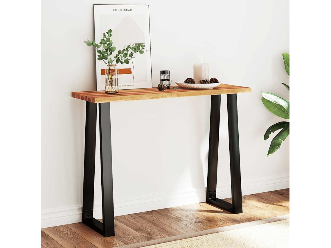 Mesa consola | Mesa de entrada | Mesa auxiliar con bordes afilados 110x35x80 cm Madera maciza de acacia