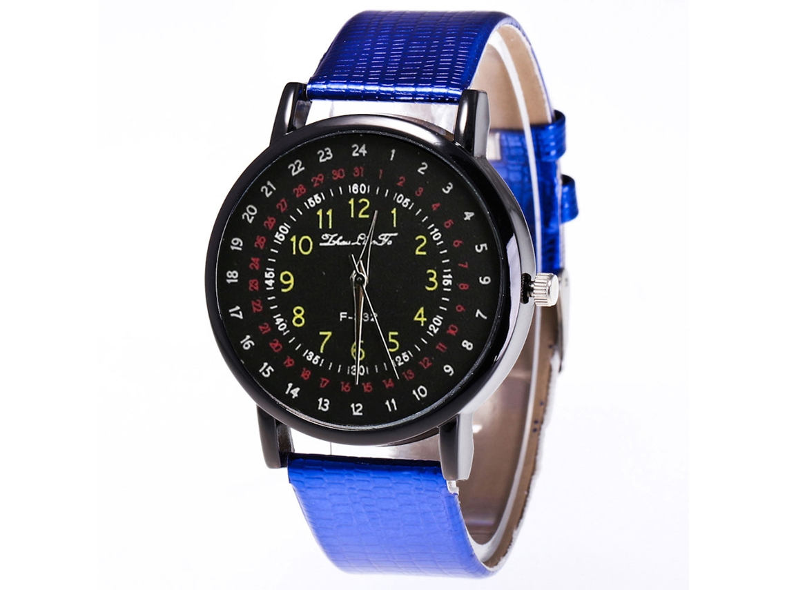 Reloj De Pulsera De Cuarzo Con Correa De Cuero Pu Accurate Dial Unisex Zhoulianfa Azul