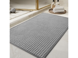 Alfombrilla De Baño A Cuadros, Superabsorbente, Antideslizante, Lavable A Máquina, 61 X 91 Cm, Gris.