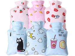 Juego de 6 bolsas de agua caliente de PVC con funda suave.