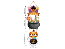 Letrero colgante de calabaza de Halloween 2024 con bruja y murciélago, pancarta decorativa para puerta de entrada para el hogar, estilo G Viewleaf