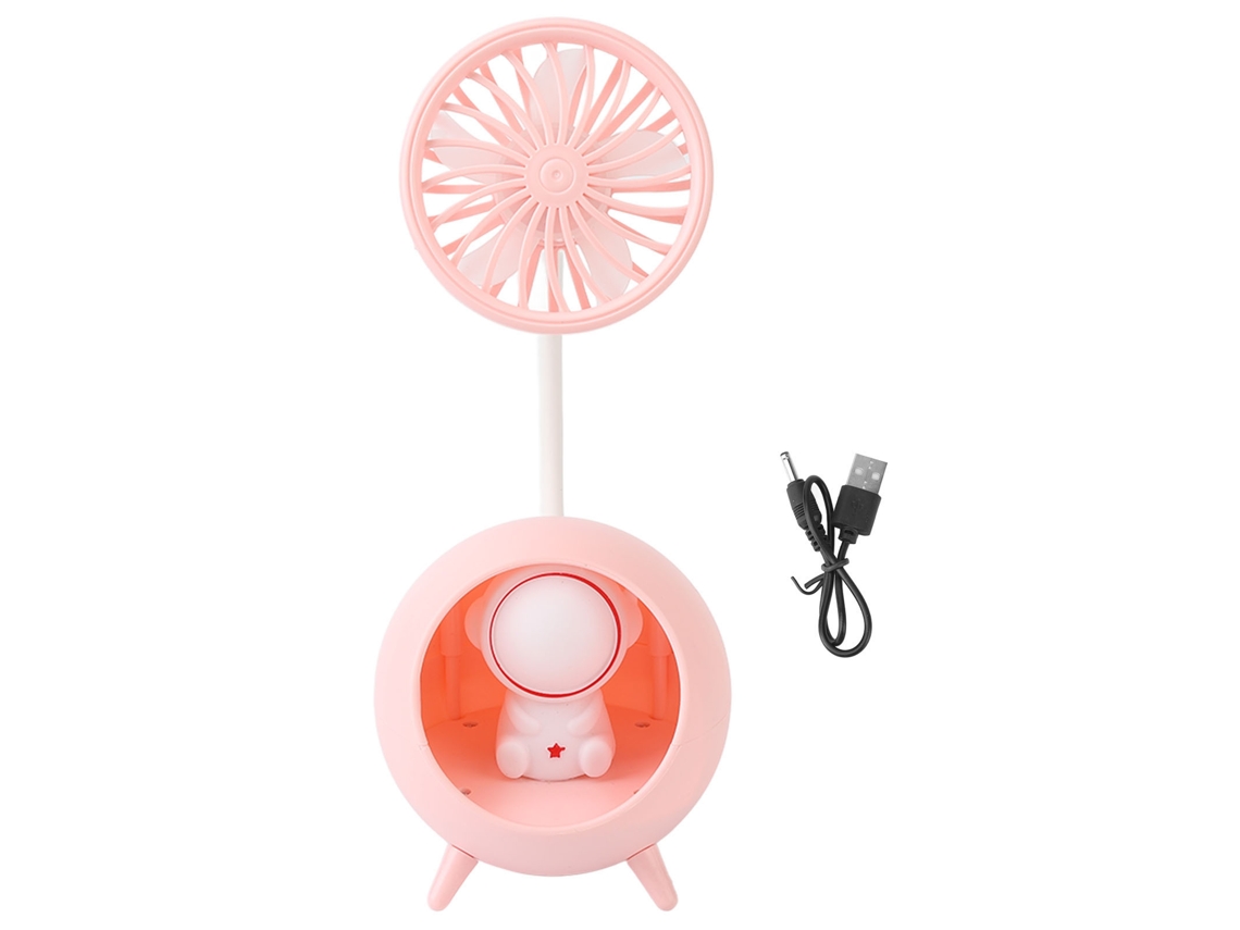 Luz nocturna LED rosa con ventilador USB, 1000 mAh, para lectura, hogar y oficina.