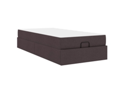 Syfax™ Estructura De Cama Con Colchón 2 Pcs Canela Tela