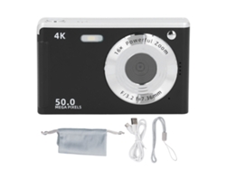 Cámara digital 4K de 50 MP con zoom de 16x, compacta para estudiantes y fotografía.
