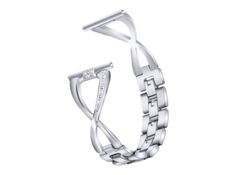 Correa de metal decoración de diamantes de imitación en forma de X para Fitbit Versa/Versa Lite - plata