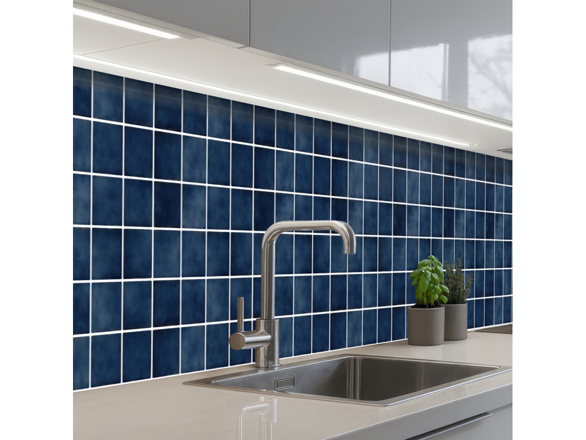 Paneles para salpicadero de cocina - Azulejo moderno - Azul 500x60 cm