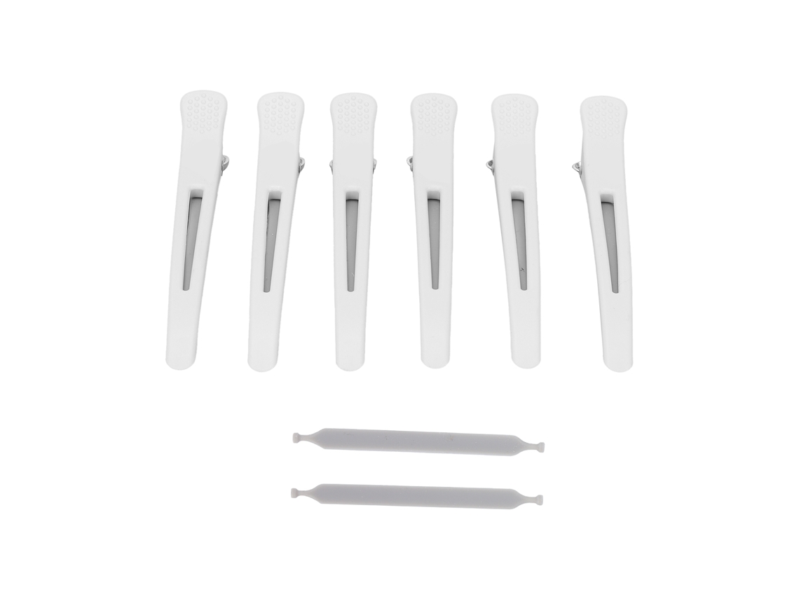 6pcs Pranchas De Cabelo Profissionais Anti-derrubamento Com Banda De Silicone Para Corte E Estilo De Cabelo (branco)