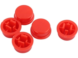 5 Tapas Protectoras Redondas Rojas Para Botones Táctiles De 12x12x7,3 Mm