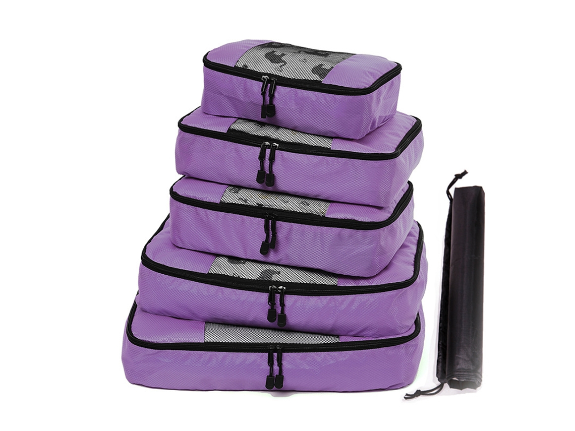 Juego De 6 Bolsas De Almacenamiento De Equipaje De Viaje Con Neceser Y Bolsa Para Zapatos CHRUI Purple