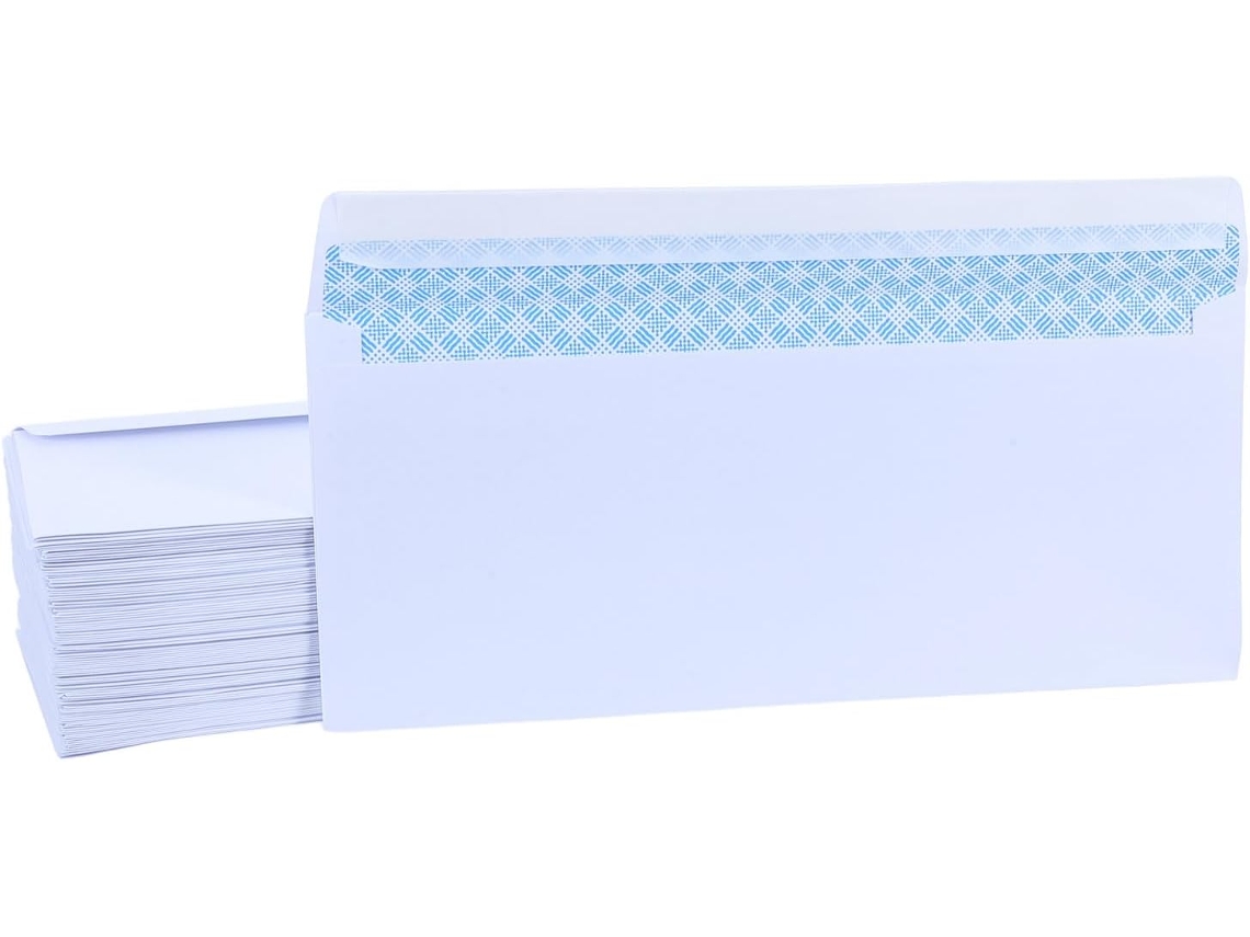 100 Sobres De Papel Autoadhesivos Blancos Sin Ventana, Formato Occidental.