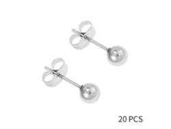 Pendientes 20 Pares De Pendientes De Cuentas Redondas De 4 X 12 Mm, Para Hacer Tú Mismo (acero) Chrui