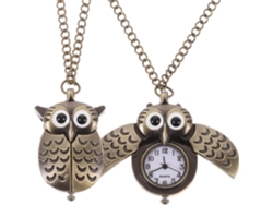 2piezas Reloj Bolsillo Vintage Aleación Colgante Retro Diseño Único Hombre Mujer Búho