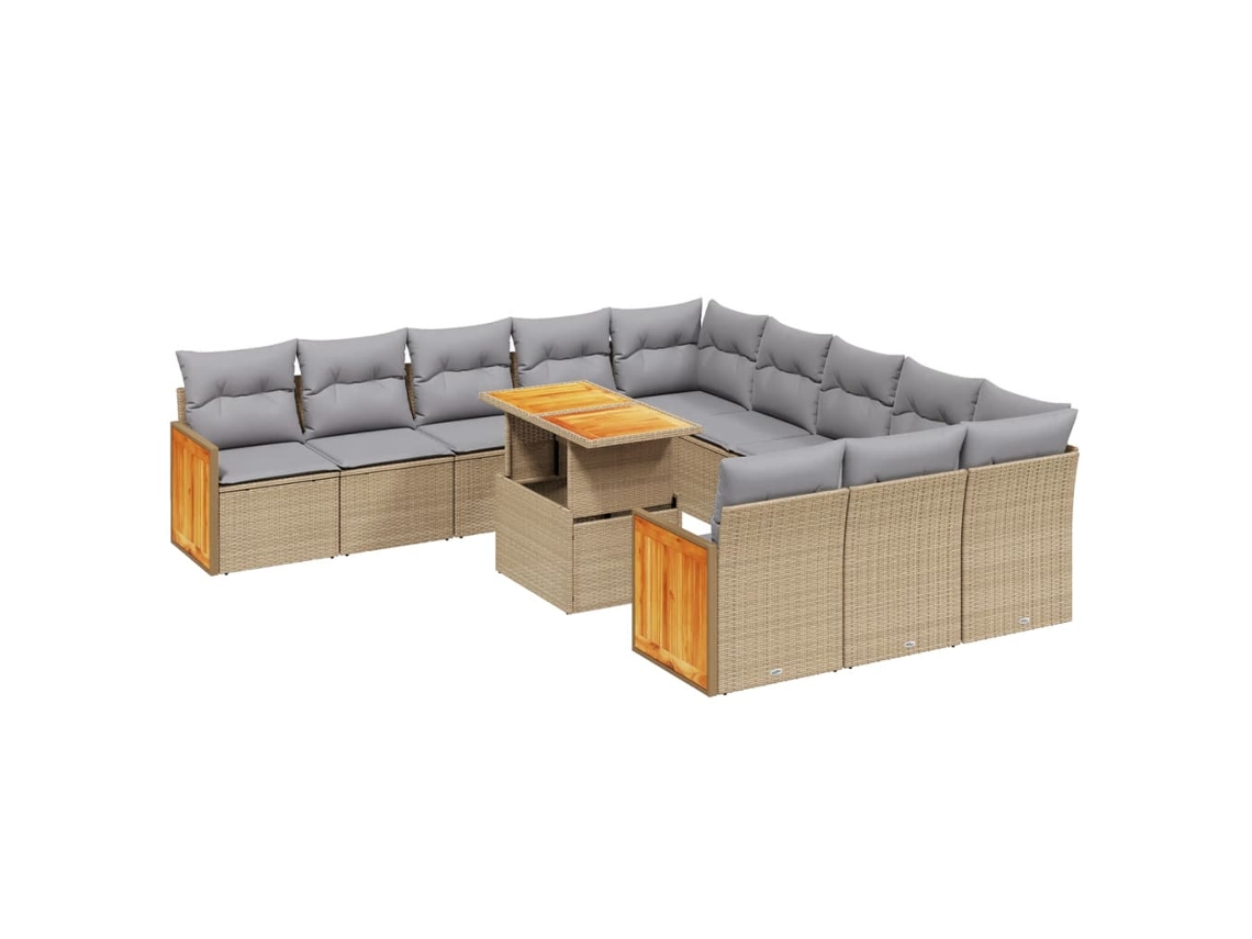 Maison Exclusive - Set De Sofás De Jardín 11pzas Con Cojines Ratán Sintético Beige