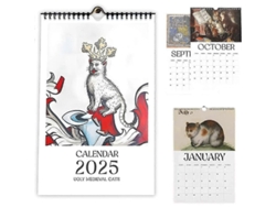 2026-calendario De Gatos Medievales Feos 2025 Para Amantes De Los Gatos, Calendario De Pared Con 12 Meses, Regalo Artístico Y Práctico