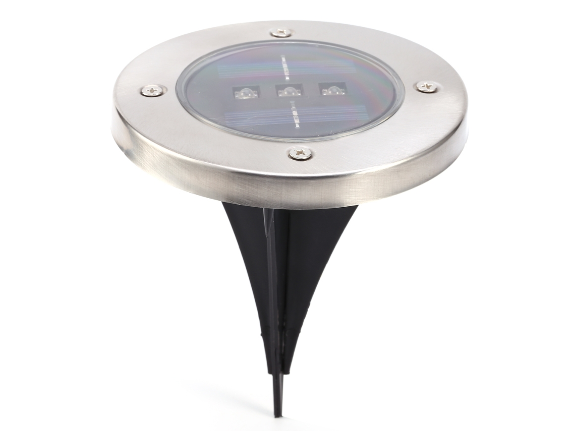 Foco solar subterráneo de 3 LED IP65 para suelo, jardín, camino y exterior