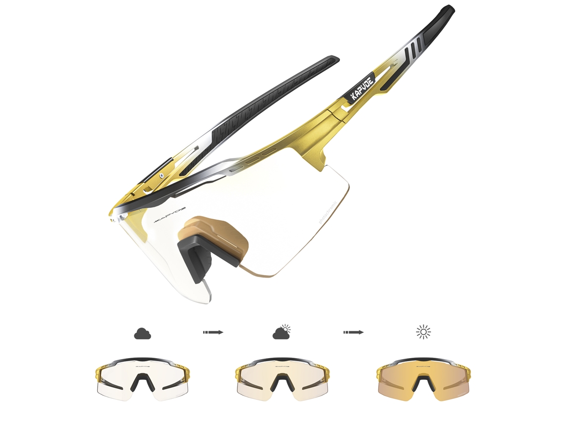 Gafas de ciclismo fotocromáticas con lentes fotocromáticas y protección UV400 MDUG (Estilo 3 Amarillo)