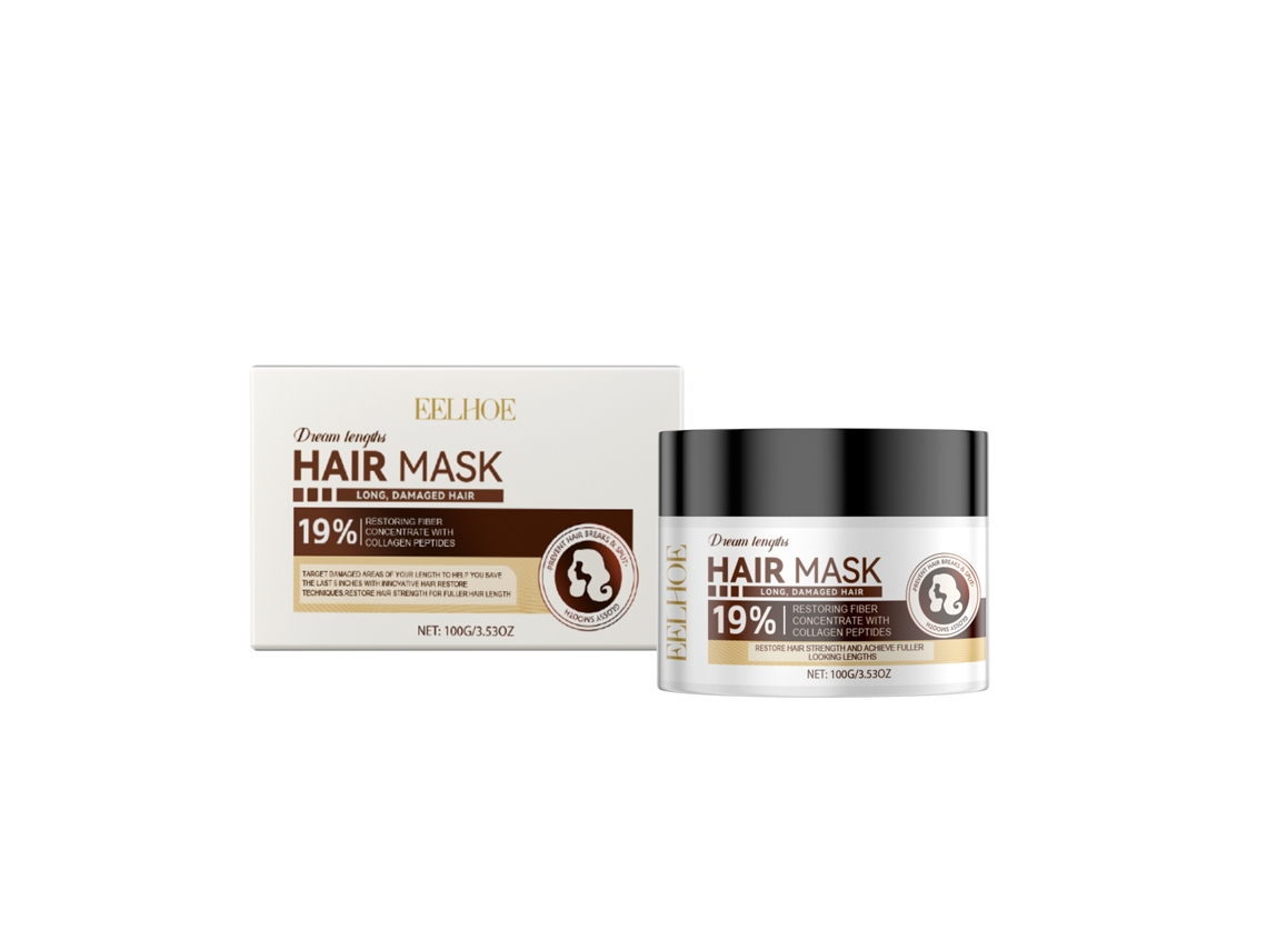 Mascarilla capilar sin enjuague para protección contra el calor.