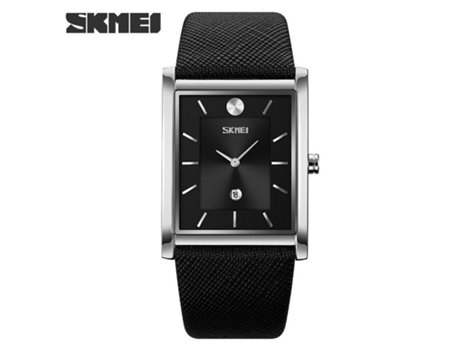 Relojes cuadrados para hombres, reloj de negocios impermeable para hombres con calendario, esfera negra con concha plateada LUUCOZK