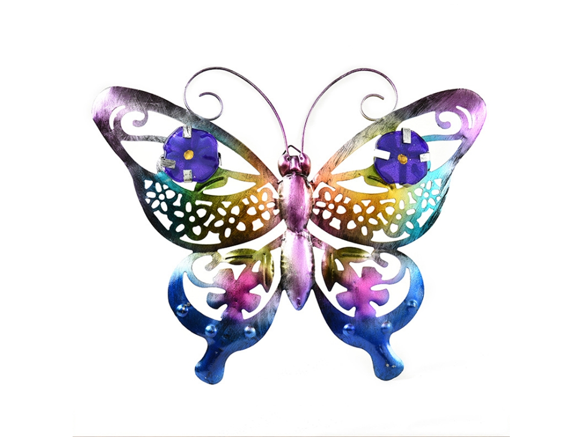 Decoración de pared con mariposas de hierro forjado, estilo campestre.