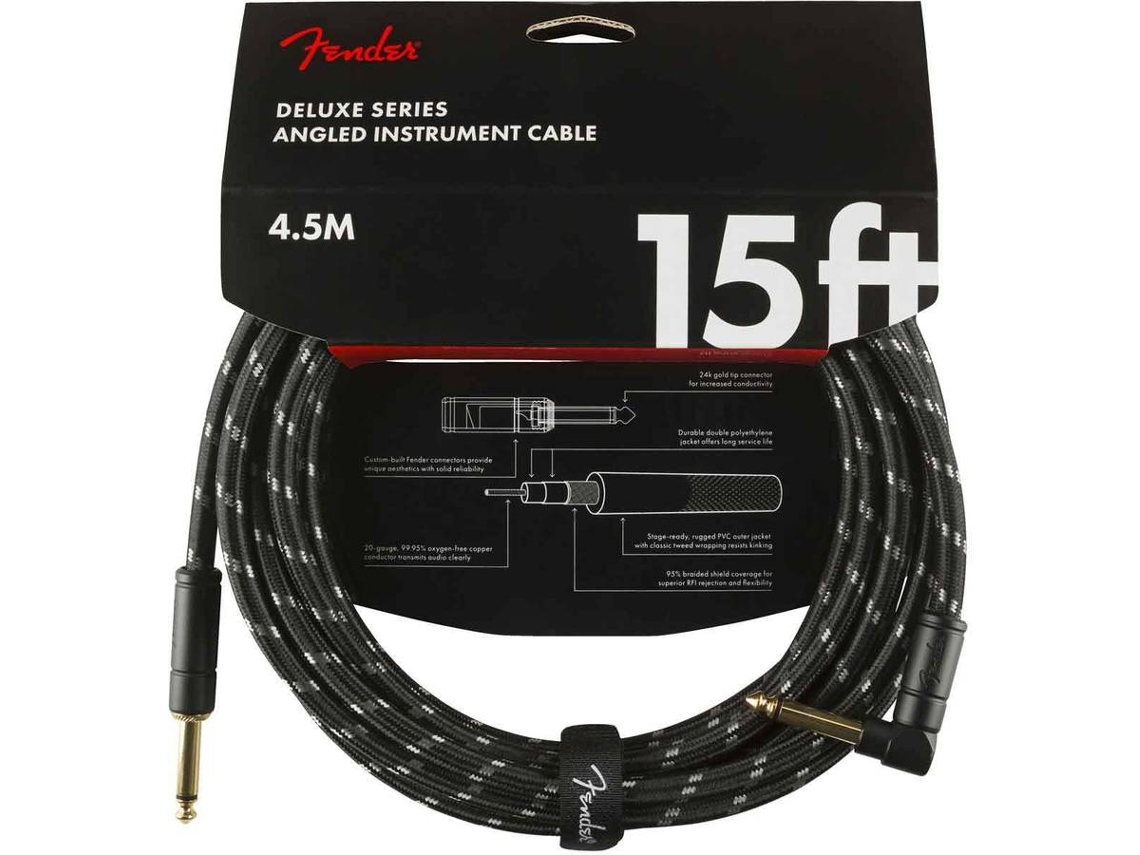 Cable para Instrumentos FENDER Deluxe Series Jack/Jack Black Tweed L (4,5 m)