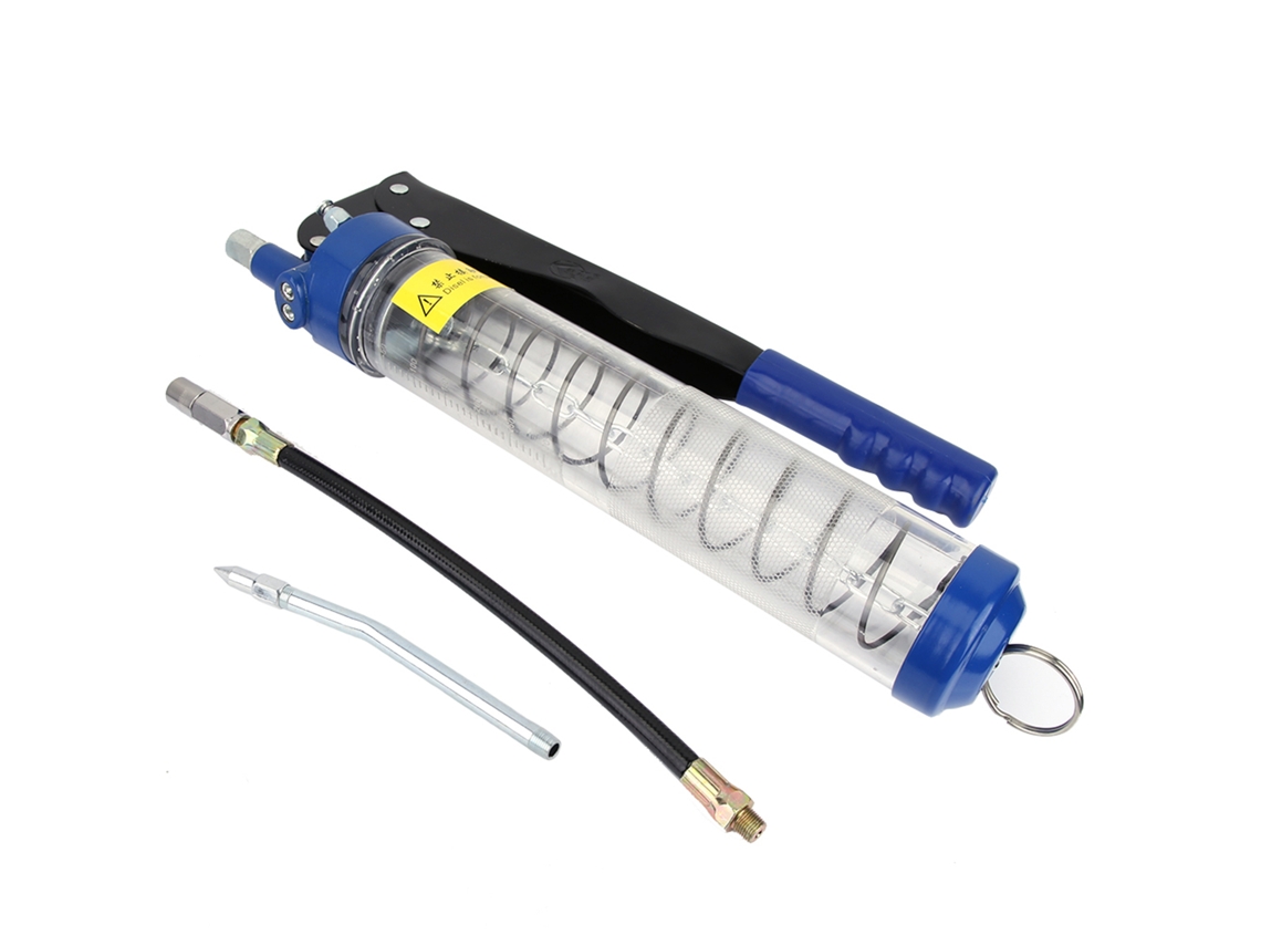 Herramienta Manual De Lubricación Con Grasa Transparente De Alta Resistencia (400 Cc) Con Manguera Flexible Y Diseño Ergonómico.