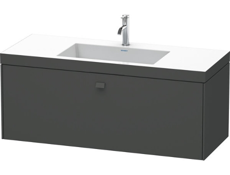 Lavamanos DURAVIT Brioso c-bonded con base mural 120,0x48,0 cm 1 cajón sin rebosadero con banco para grifos 1 agujero para grifos