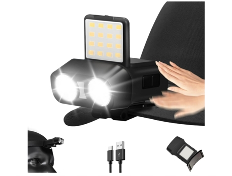Luz LED para casco, luces recargables con clip de 900 lúmenes, linterna frontal manos libres ajustable de 180 °, batería de 1500 mhA, resistente al...